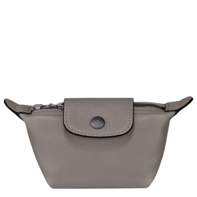 Men's Longchamp Le Pliage Cuir Cardholders & Coin Purses Grey | UAE-5714OF