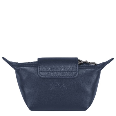 Men's Longchamp Le Pliage Cuir Cardholders & Coin Purses Navy | UAE-6483WO