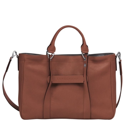 Women's Longchamp 3D M Top-handle Bags Brown | UAE-7186OL