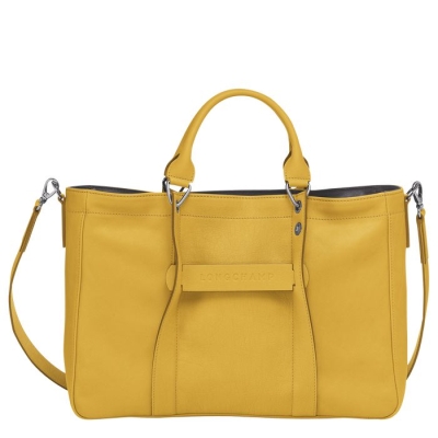 Women's Longchamp 3D M Top-handle Bags Yellow | UAE-6748XE