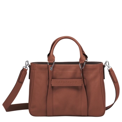 Women's Longchamp 3D S Top-handle Bags Brown | UAE-0928SG