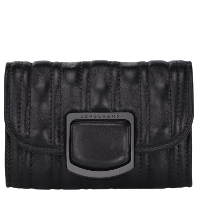 Women's Longchamp Brioche Cardholders & Coin Purses Black | UAE-4916FK