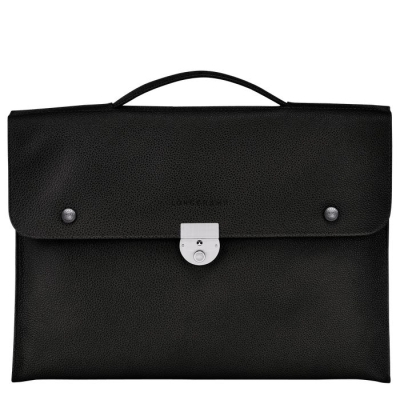 Women's Longchamp Le Foulonné S Document Holders Black | UAE-4639LD