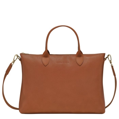 Women's Longchamp Le Foulonné S Document Holders Brown | UAE-8413LC