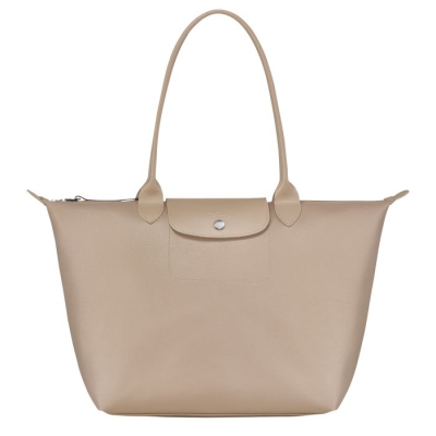 Women's Longchamp Le Pliage City L Shoulder Bags Beige | UAE-9482ZC