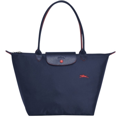 Women's Longchamp Le Pliage Club L Shoulder Bags Navy | UAE-6407QX