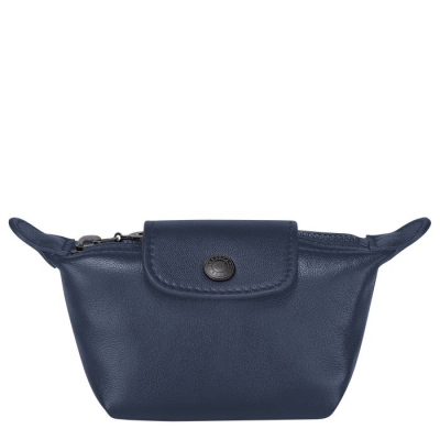 Women's Longchamp Le Pliage Cuir Cardholders & Coin Purses Navy | UAE-0159MN