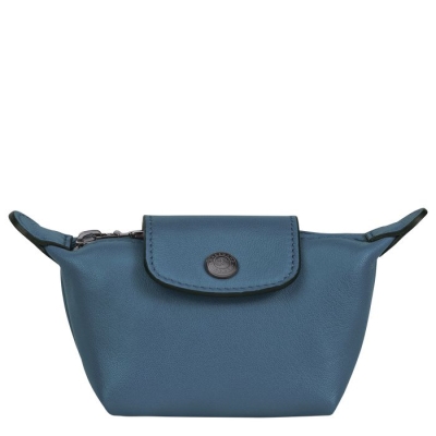 Women's Longchamp Le Pliage Cuir Cardholders & Coin Purses Blue | UAE-1385IO