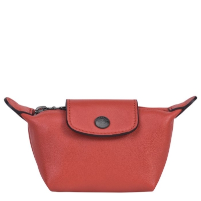 Women's Longchamp Le Pliage Cuir Cardholders & Coin Purses Red | UAE-6105TA