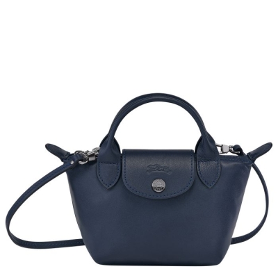 Women's Longchamp Le Pliage Cuir Crossbody Bags Navy | UAE-0847UG