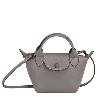 Women's Longchamp Le Pliage Cuir Crossbody Bags Grey | UAE-2815CA