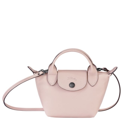 Women's Longchamp Le Pliage Cuir Crossbody Bags Pink | UAE-4092ZW