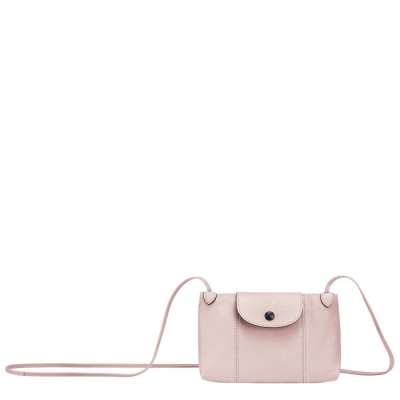 Women's Longchamp Le Pliage Cuir Crossbody Bags Pink | UAE-7385WN