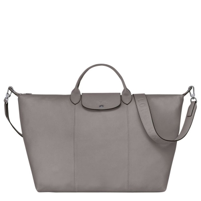 Women's Longchamp Le Pliage Cuir L Travel Bags Grey | UAE-3215PU