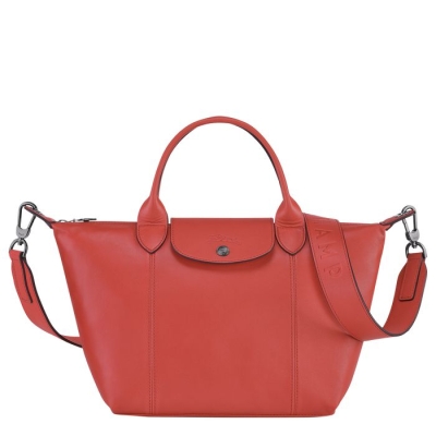 Women's Longchamp Le Pliage Cuir S Top-handle Bags Red | UAE-1758TZ