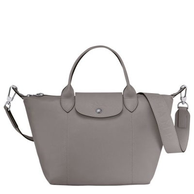 Women's Longchamp Le Pliage Cuir S Top-handle Bags Grey | UAE-3497JY