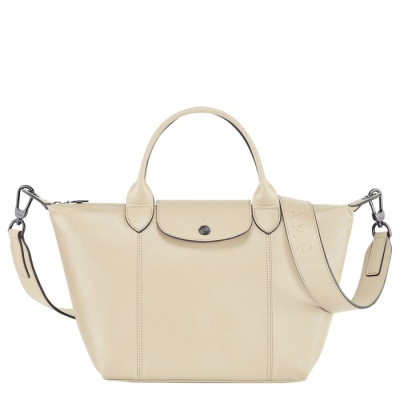 Women's Longchamp Le Pliage Cuir S Top-handle Bags Beige | UAE-9873QH