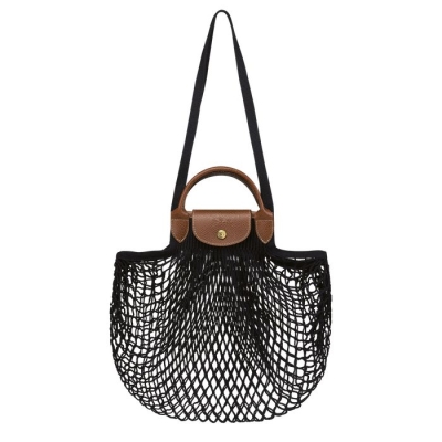Women's Longchamp Le Pliage Filet Shoulder Bags Black | UAE-4372PL