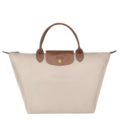 Women's Longchamp Le Pliage Original M Top-handle Bags Beige | UAE-0198RS