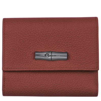 Women's Longchamp Roseau Essential Wallets Brown | UAE-2749BX