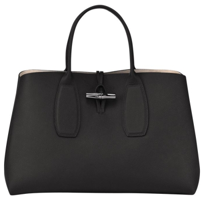 Women's Longchamp Roseau L Top-handle Bags Black | UAE-5146NH