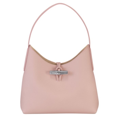 Women's Longchamp Roseau M Shoulder Bags Light Pink | UAE-0391KC