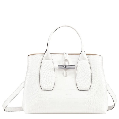 Women's Longchamp Roseau M Top-handle Bags White | UAE-9374WN