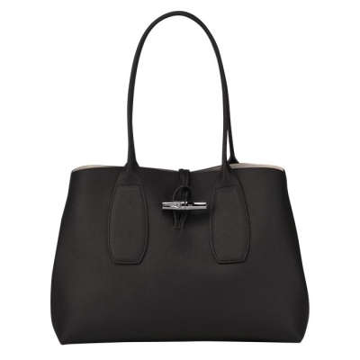 Women's Longchamp Roseau Shoulder Bags Black | UAE-5904HL