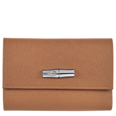 Women's Longchamp Roseau Wallets Beige | UAE-5627GH