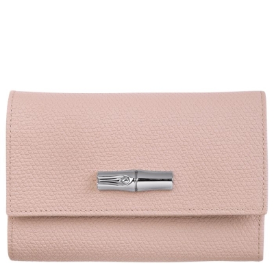 Women's Longchamp Roseau Wallets Light Pink | UAE-5281KX